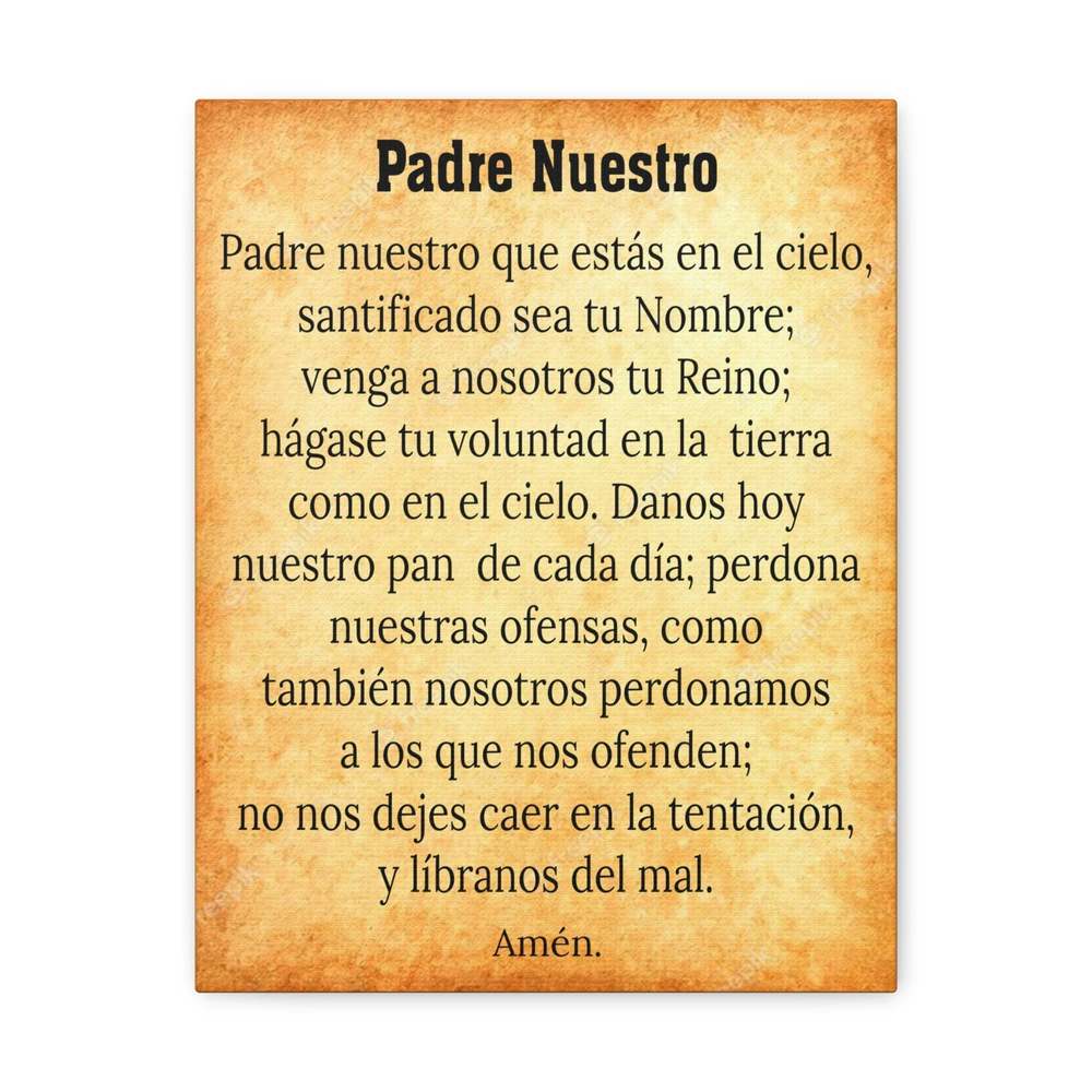 Scripture Sign Padre Nuestro Lords Prayer Gold & White Christian Wall Art Print